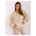 Light beige knitted sweater with wide sleeves