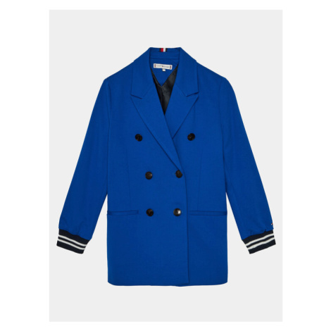 Tommy Hilfiger Prechodný kabát Knitted Blazer KG0KG07796 Modrá Regular Fit