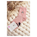 Women's cotton socks with pink teddy bear applique