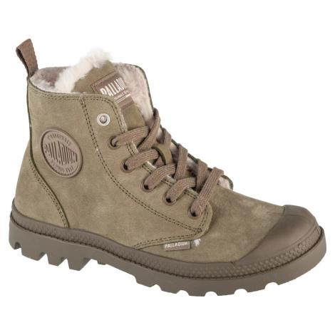 TMAVOZELENÉ DÁMSKE ZATEPLENÉ ČLENKOVÉ TENISKY PALLADIUM PAMPA HI ZIP WL 95982-377-M