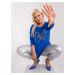 Women's cobalt blouse plus size with zirconia