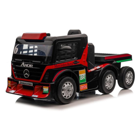 Elektrické auto MERCEDES s návesom v červeno-čiernej farbe