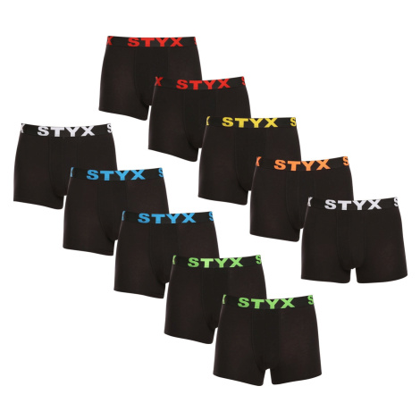 10PACK Men's Styx Boxer Shorts Sports Rubber Black