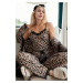 22168 Dewberry Womens Pyjama Set with Dressing Gown-KAHVE