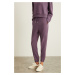 GRIMELANGE NENEH Women's 3 Yarn 100% Organic Cotton Elastic Leg Drawstring Purple Sweatpants