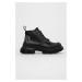 Kožené workery Karl Lagerfeld TREKKA MAX dámske, čierna farba, na platforme, KL43540