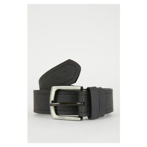 DEFACTO Men&#39;s Rectangular Buckle Faux Leather Belt