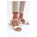 Women's eco-leather block sandals, white Leisha