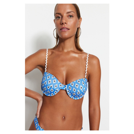 Trendyol Geometrický vzorovaný spodný drôt Stuha Príslušenstvo Bikini Top