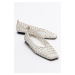 LuviShoes ARCOLA Women's White Knitted Patterned Flats