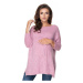 Ružovo-fialový oversize sveter s rázporkami po boku a vrkočom pre dámy v akcii