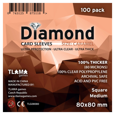 TLAMA games Obaly na karty Diamond Caramel: Square Medium (80x80 mm)