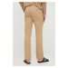 Ľanové nohavice Polo Ralph Lauren pánske, béžová farba, rovné