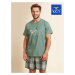 Pánske pyžamo MNS 719 A22 Zelené s potlačou - Key zelená-potisk