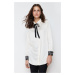 Trendyol Stone Collar Bow and Lace Detailed Satin Woven Shirt