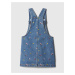 Modré dievčenské kvetované rifľové šaty s trakmi GAP