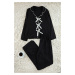 Trendyol Black Ribbon/Bow and Piping Detailed Viscose Woven Pajama Set