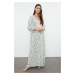 Trendyol Green-Multicolored Floral Tie Detailed Viscose Woven Nightgown