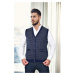 37376 Dewberry Houndstooth Patterned Mens Knit Vest-NAVY