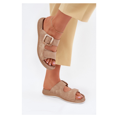 Dámske Sandále S Prackou A Suchým Zipsom Béžové INBLU