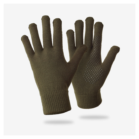 Pletené rukavice 100 zelené  do chladného počasia SOLOGNAC