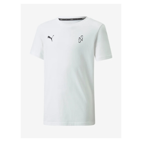 Biele chlapčenské športové tričko s potlačou na chrbte Puma Neymar