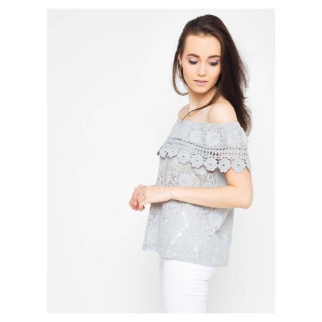 Lace blouse with Spanish neckline gray Fashion
