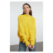 Trendyol Yellow Crop Soft Textured Basic Thick Knit Detailed Knitwear Sweater