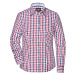 James & Nicholson Dámska kockovaná košeľa JN616 - Tmavomodrá / červeno-tmavomodro-biela