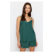 Trendyol Green Lace Viscose Athlete-Shorts Woven Pajamas Set
