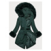 Tmavozelená dámska zimná bunda s opaskom (F7039-4)