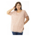 Şans Women's Plus Size Salmon Viscose blouse with lace front and sleeves, Tunic