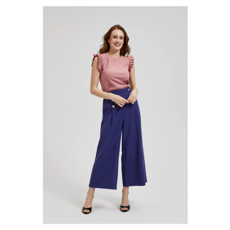 Women's trousers MOODO with decorative buttons - dark blue