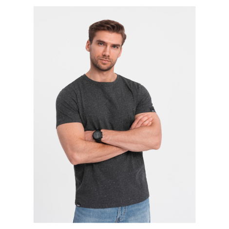 Ombre BASIC men's t-shirt with decorative pilling effect - black