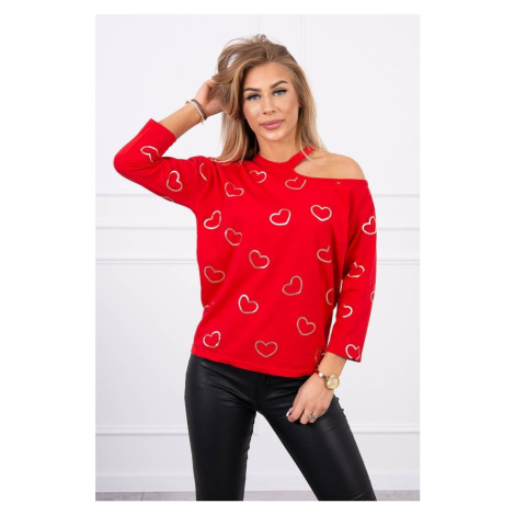 Blouse with a red heart print