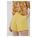 Šortky Billabong dámske, žltá farba, jednofarebné, vysoký pás