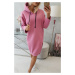 Dress with a hood and a slit on the side pink