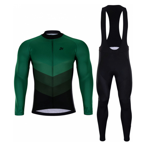 HOLOKOLO Cyklistický dlhý dres a nohavice - NEW NEUTRAL SUMMER - zelená/čierna