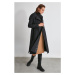 Trendyol Black Waist Shrink Hooded Trench Coat