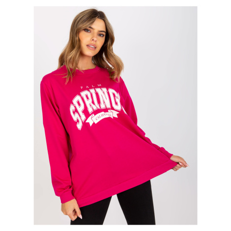 Fuchsia and white sweatshirt without hood with inscription