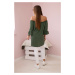 Spanish blouse with ruffles on the khaki sleeve