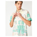 Koton Summer Shirt with an Abstract Print Slogan Detailed Classic Collar