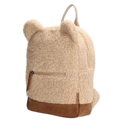 Beagles Béžový detský huňatý ruksak &quot;Winnie&quot; 11L