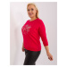 Red blouse plus sizes with a round neckline