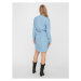 Vero Moda Dámske šaty VMSAFFI LS SHORT DRESS GA Light Blue Denim