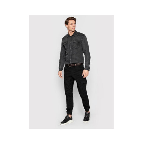 Guess džínsová košeľa M2YH02 D4F34 Čierna Slim Fit