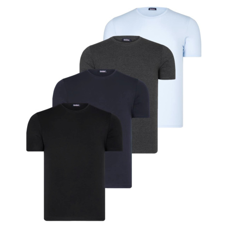 QUAD SET T8569 DEWBERRY BIKE COLLAR MENS T-SHIRT-BLACK-NAVY BLUE-BLUE-ANTHRACITE