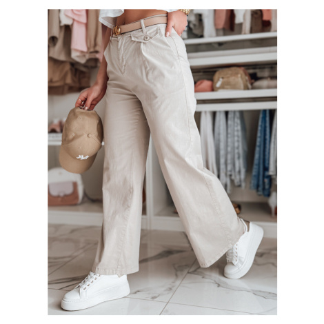 Spodnie damskie wide leg MOBISKA jasnobeżowe Dstreet