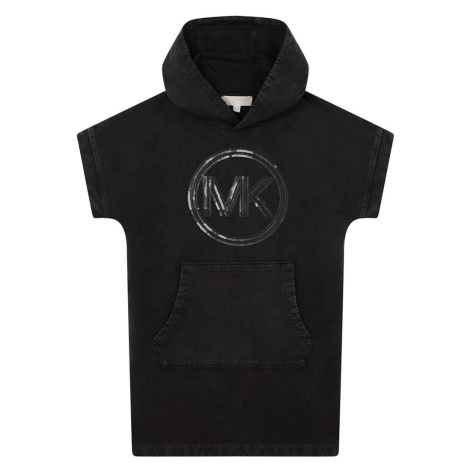 Dievčenské bavlnené šaty Michael Kors čierna farba, mini, rovný strih