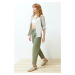 Trendyol Khaki Elastic Waist Pull On Linen Blend Woven Trousers